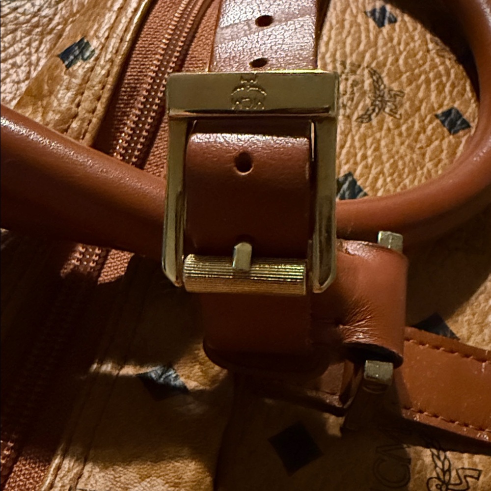 MCM Brown Visetos Monogram Large Size Duffel Bag with Leather Trim 🔥 - Picture 9 of 16